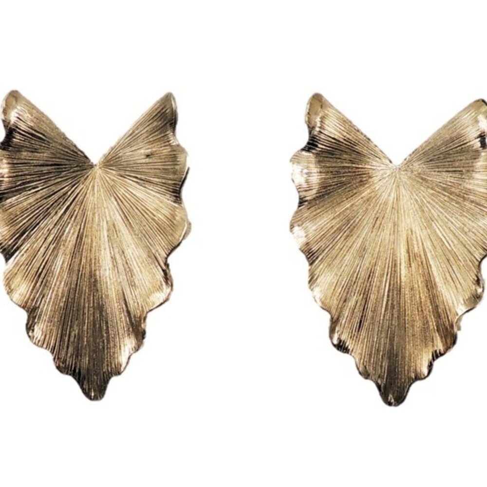 Vintage 1960s Signed Napier Book Piece Goldtone Ivy Leaf Earrings